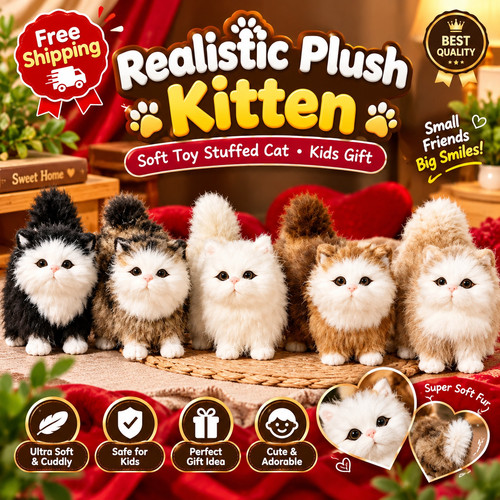 Realistic plush kitten soft - plush,