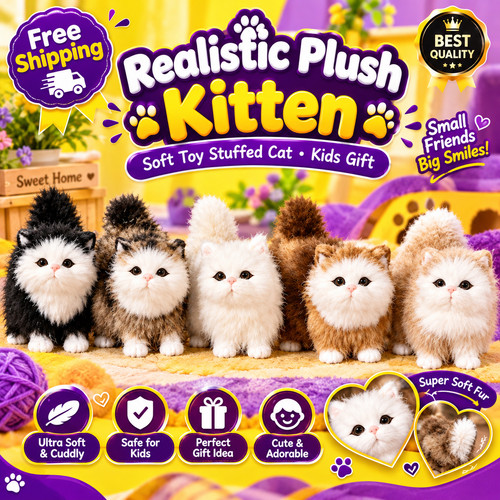 Realistic plush kitten - plush, soft