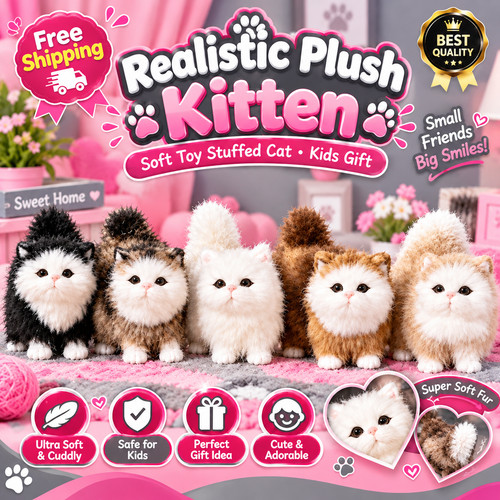 Realistic plush kitten soft - realistic,