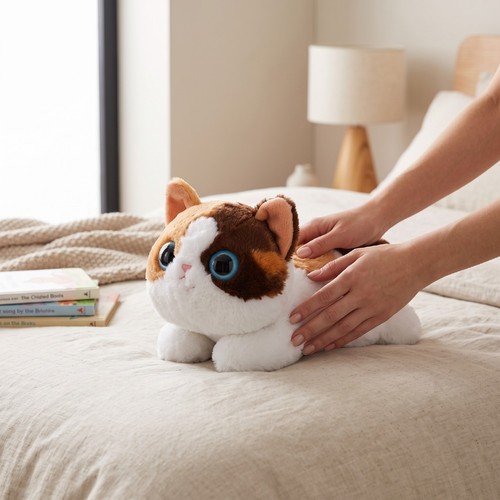 Lifelike calico cat - calico, plush