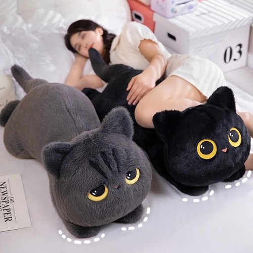 Black cat plush toy - cat, large